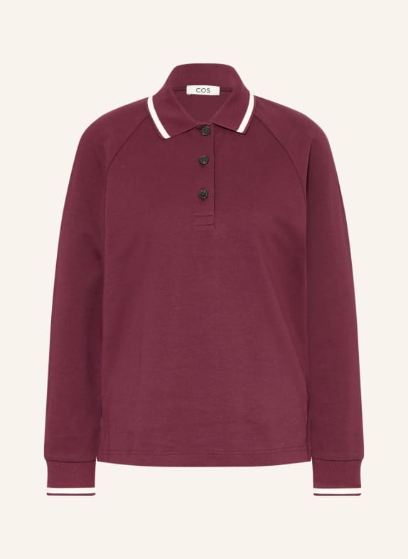 COS Sweatshirt-style polo shirt DARK RED / WHITE