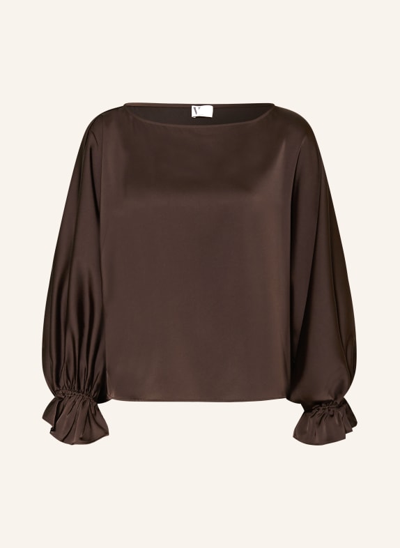 V by Vera Mont Satin blouse with ruffles DARK BROWN