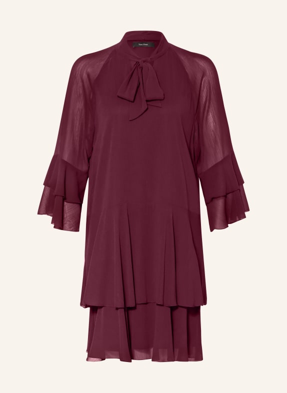 Vera Mont Cocktailkleid mit Schluppe und Volants DUNKELROT