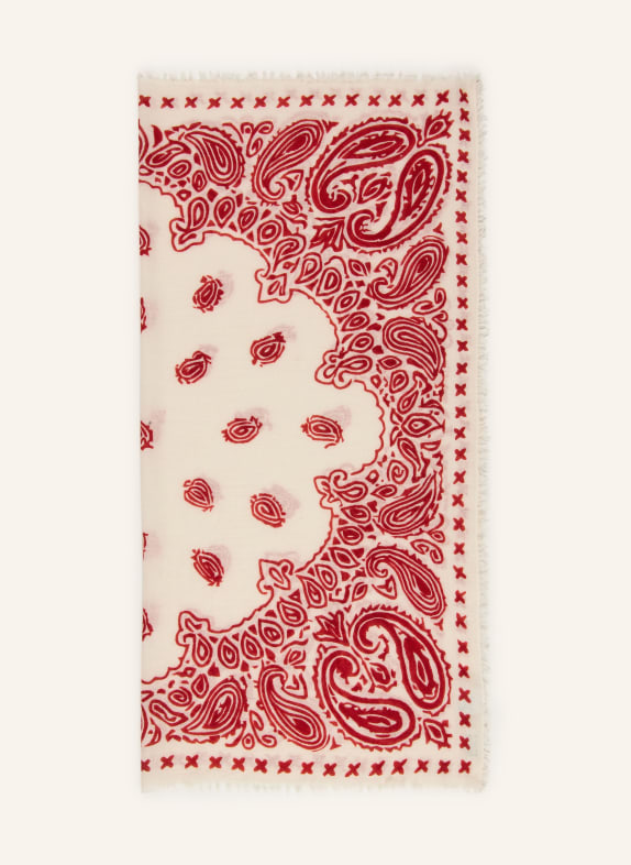 Mouleta Cashmere-Tuch CREME / DUNKELROT