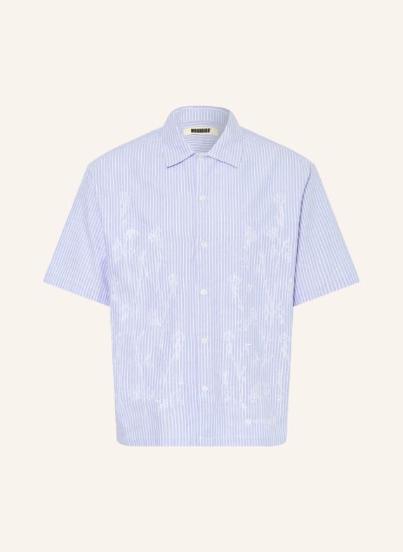 WOODBIRD Kurzarm-Hemd Comfort Fit HELLBLAU / WEISS