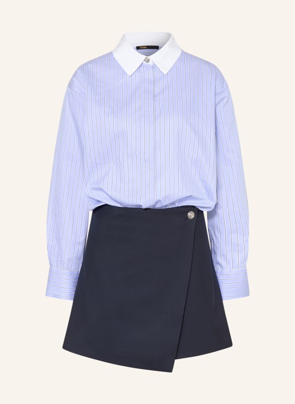maje Hemdblusenkleid im Materialmix HELLBLAU / DUNKELBLAU / WEISS