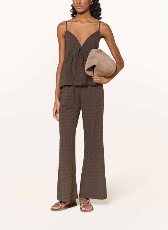 NEO NOIR Broek HENNIE EMB MARRON FONCÉ