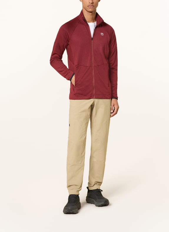 ORTOVOX Midlayer-jas FLEECE LIGHT GRID DONKERROOD