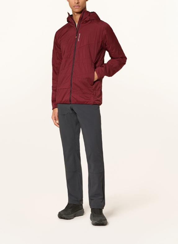 ORTOVOX Gewatteerde jas SWISSWOOL PIZ DUAN JACKET DONKERROOD