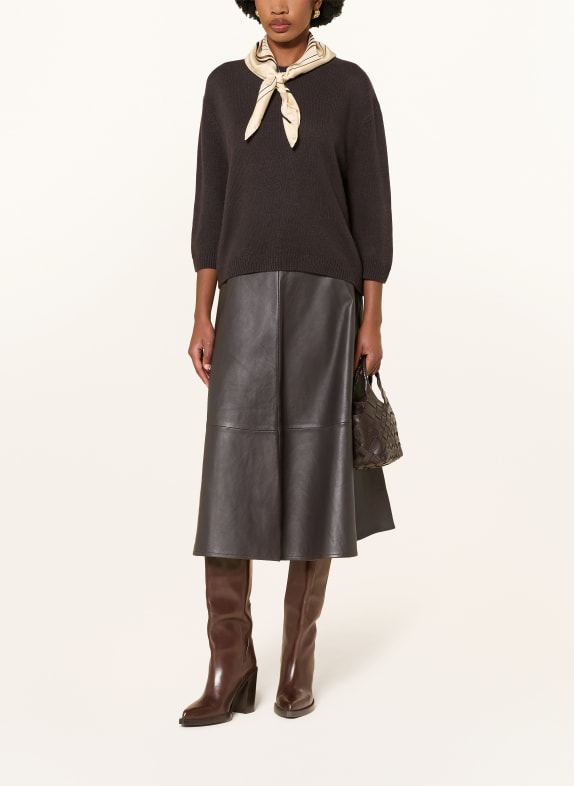 (THE MERCER) N.Y. Kasjmiertrui met 3/4-mouwen MARRON FONCÉ