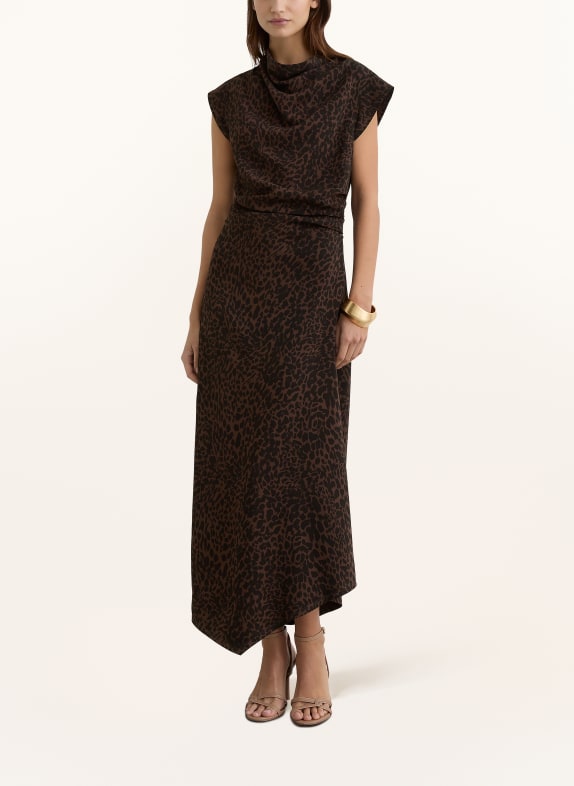 REISS Robe HARLIE NOIR / MARRON FONCÉ
