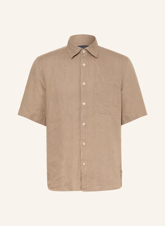 Marc O'Polo Koszula z krótkim rękawem Regular Fit z lnu SZAROBRĄZOWY