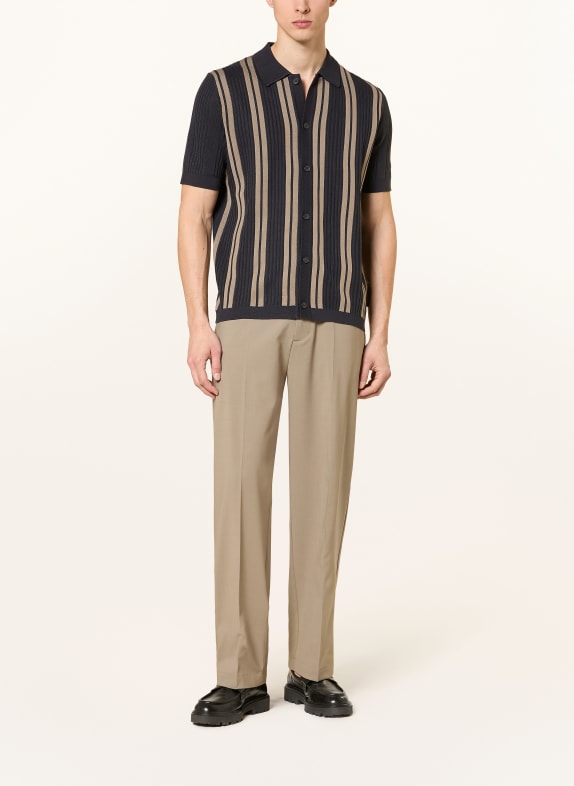Marc O'Polo Gebreid shirt, regular fit DONKERBLAUW / BEIGE