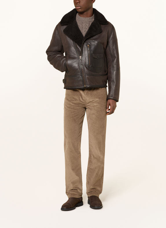 BELSTAFF BUXTON Leather Jacket BROWN / DARK BROWN