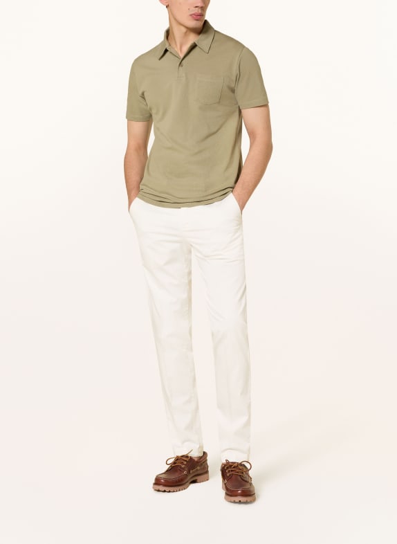 Sunspel Strikket poloshirt RIVIERA OLIVEN