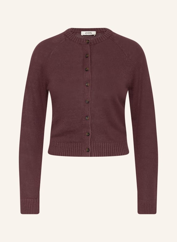 COS Strickjacke aus Leinen DUNKELBRAUN