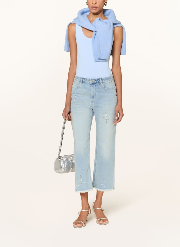 monari Cropped jeans met strass-steentjes 752 light denim