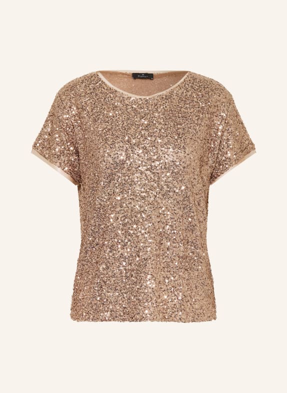 monari T-Shirt aus Mesh mit Pailletten TAUPE