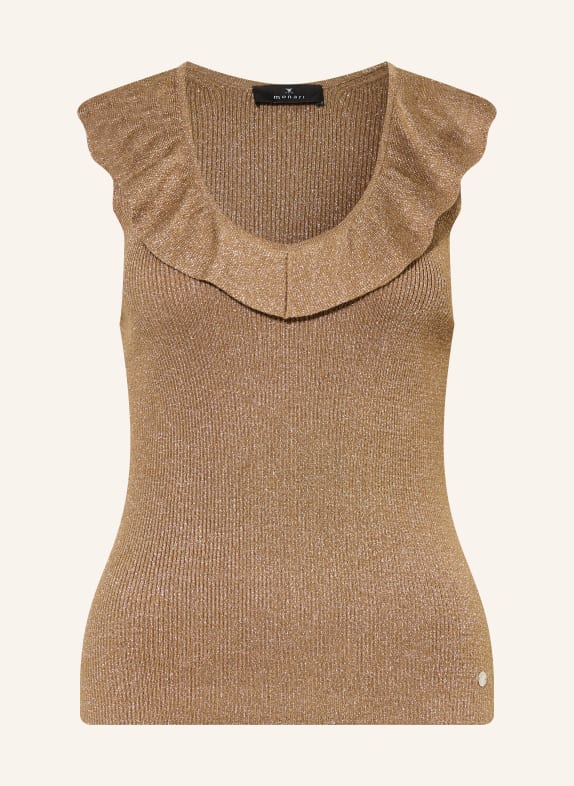 monari Haut en maille avec fil pailleté et volants MARRON / ARGENT