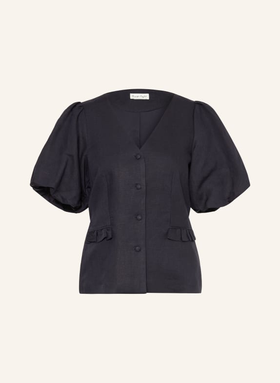 Phase Eight Bluse AUDREY mit Leinen und Rüschen DUNKELBLAU