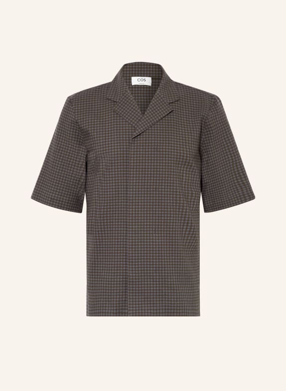 COS Košile na dovolenou, regular fit TMAVĚ ŠEDÁ / TMAVĚ HNĚDÁ