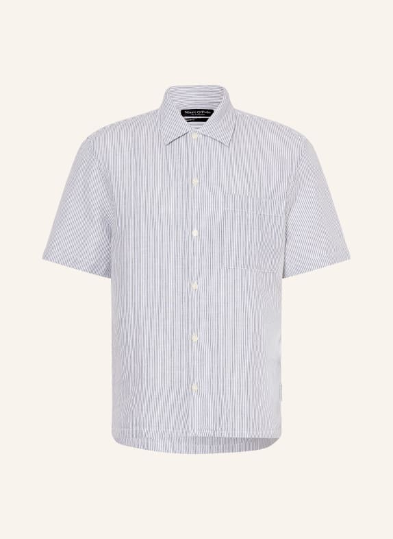Marc O'Polo Chemise coupe décontractée en lin BLEU FONCÉ / BLANC