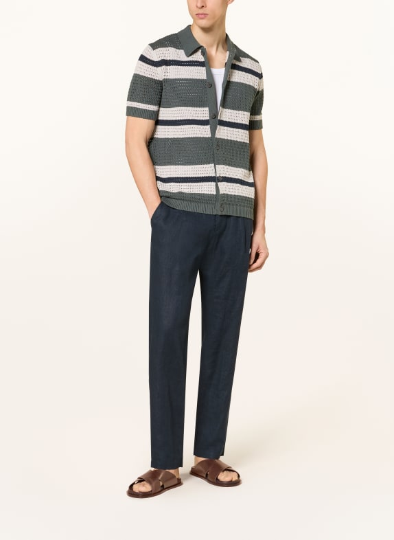 Marc O'Polo Strick-Poloshirt KHAKI / HELLGRAU
