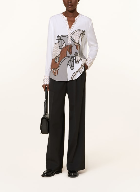 HERZENS Zijden blouse WIT / BRUIN / GRIJS