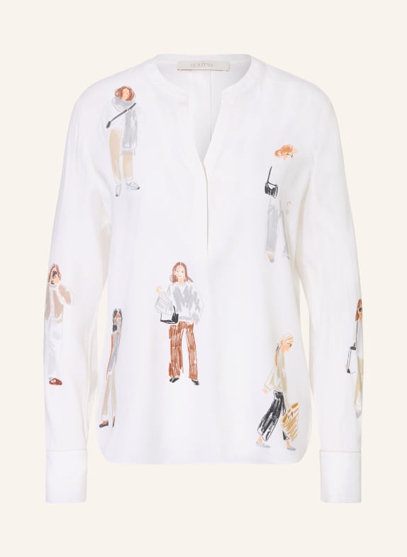 HERZENS Silk blouse WHITE / BROWN / GRAY