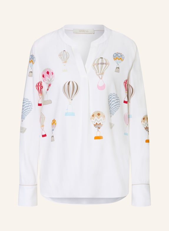 HERZENS Silk blouse WHITE / RED / ORANGE