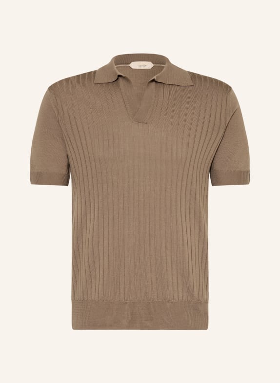 Aurélien Knit polo shirt made of merino wool TAUPE