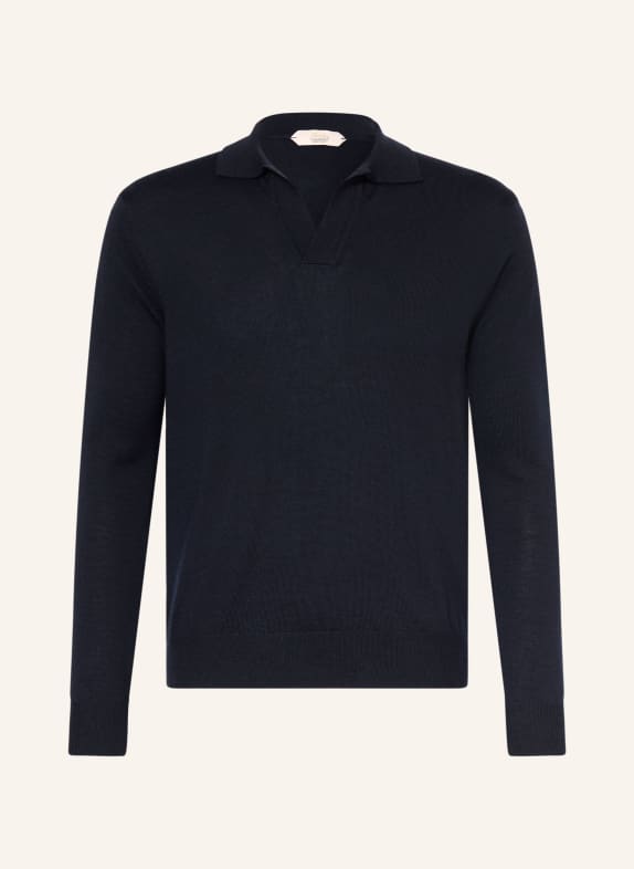Aurélien Knit polo shirt made of merino wool DARK BLUE