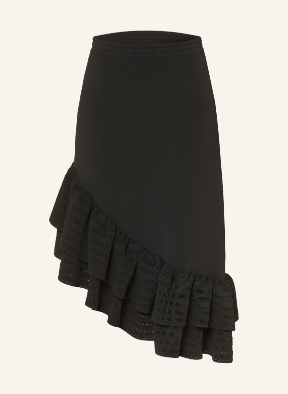 SANDRO Spódnica z dzianiny z falbanami CZARNY