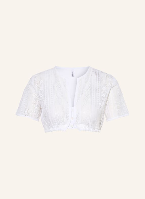 wallmann Dirndlbluse mit Spitze im Materialmix WEISS