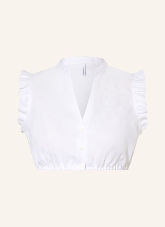 wallmann Dirndlbluse SERAFINA aus Leinen mit Rüschen WEISS