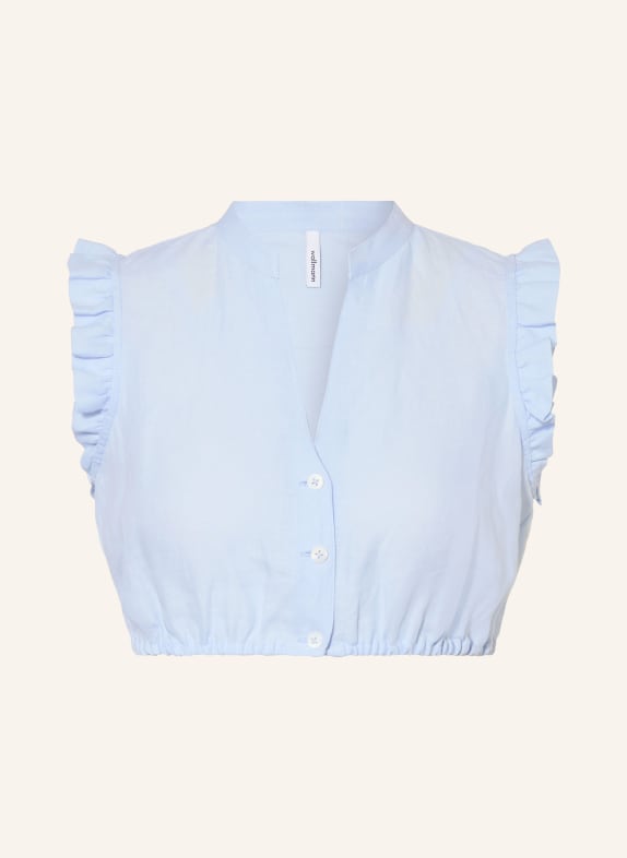 wallmann Dirndlbluse SERAFINA aus Leinen mit Rüschen HELLBLAU