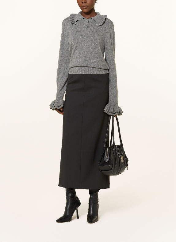 Alcidia da Veiga Cashmere-Pullover mit Rüschen GRAU
