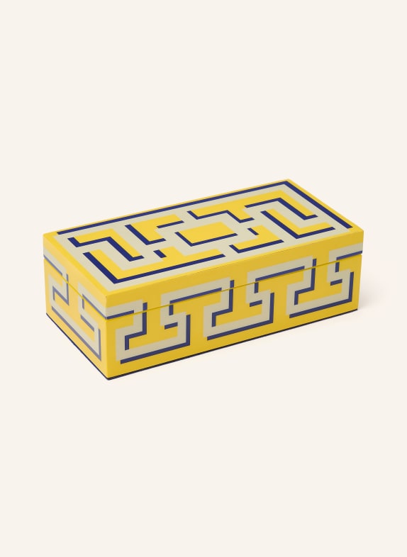 JONATHAN ADLER Boîte de rangement LABYRINTH LACQUER JAUNE / GRIS CLAIR / BLEU
