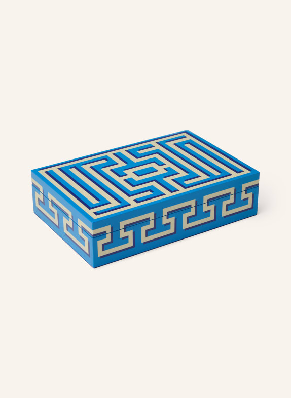 JONATHAN ADLER Boîte de rangement LABYRINTH LACQUER BLEU / MARRON CLAIR / BLEU FONCÉ