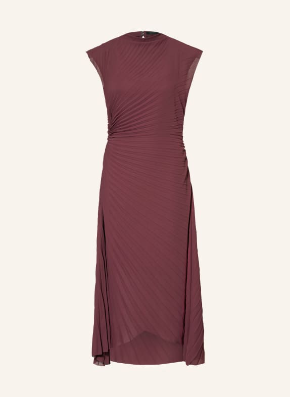 ALLSAINTS Robe plissée RAYANNA ROUGE FONCÉ