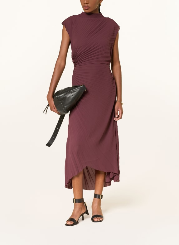 ALLSAINTS Sukienka plisowana RAYANNA CIEMNOCZERWONY