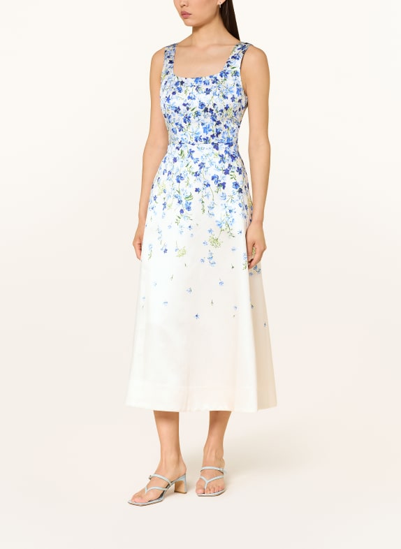 Phase Eight ORLA Satin Dress ECRU / LIGHT BLUE / DARK BLUE