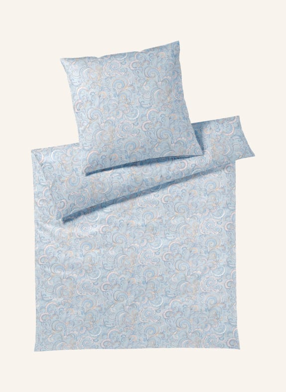 elegante Linge de lit GRACE BLEU CLAIR / ORANGE CLAIR / BLANC