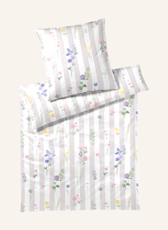 elegante Linge de lit FLOWERSTRIPE CRÈME / LILAS / VERT