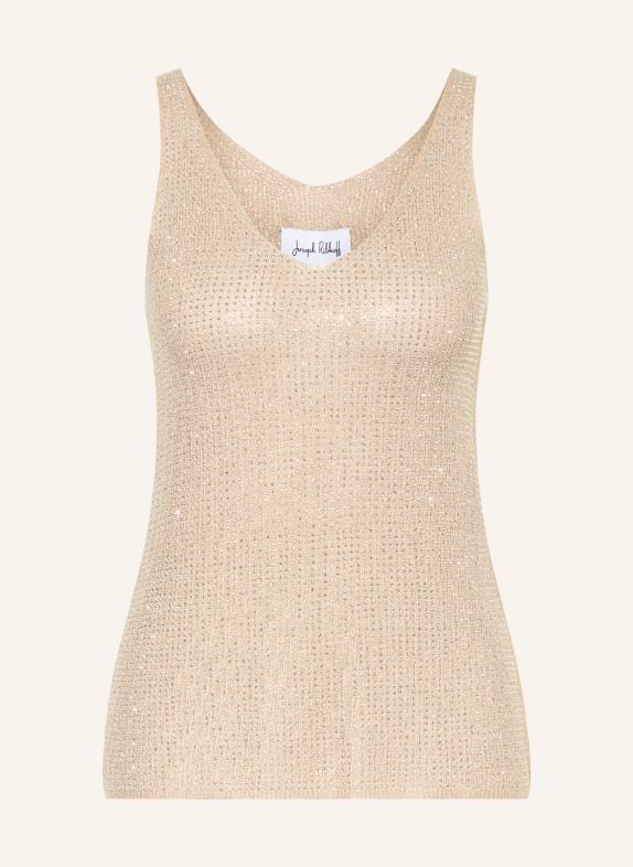 Joseph Ribkoff Knit top with rhinestones and glitter yarn BEIGE