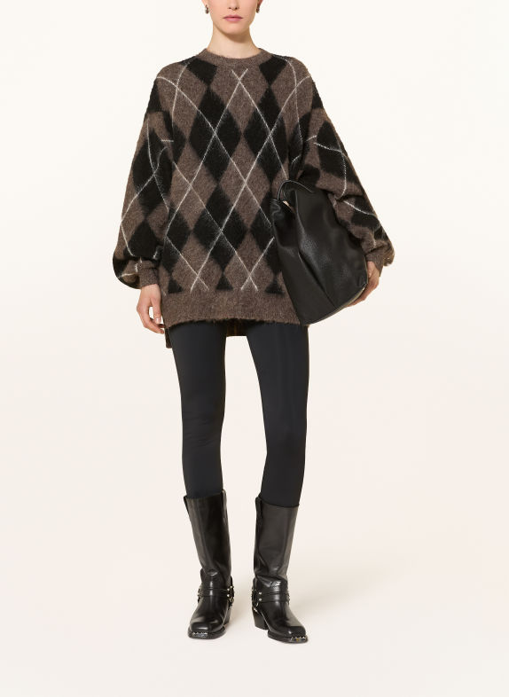 GESTUZ Oversized-Pullover GZSIDA mit Alpaka BRAUN / WEISS / SCHWARZ
