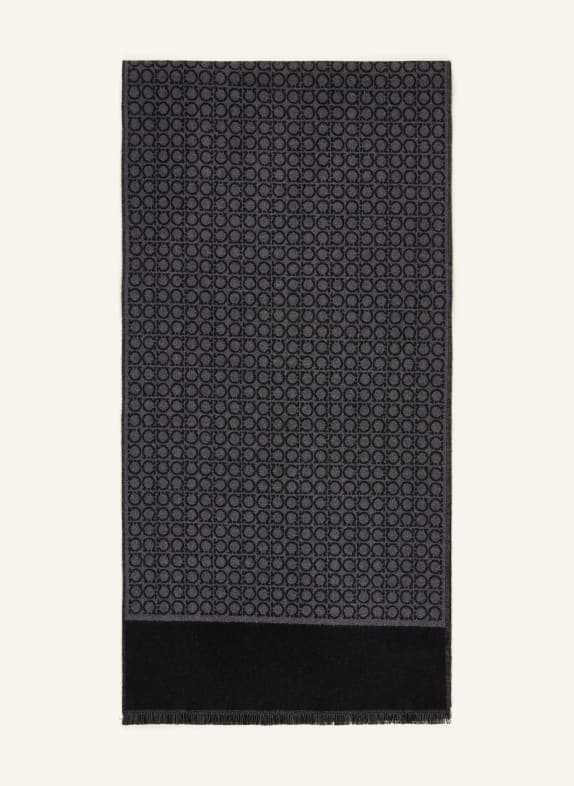 FERRAGAMO Schal DUNKELGRAU / SCHWARZ