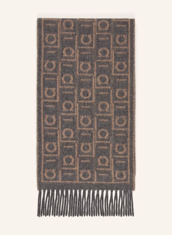FERRAGAMO Schal mit Cashmere BLAUGRAU / TAUPE