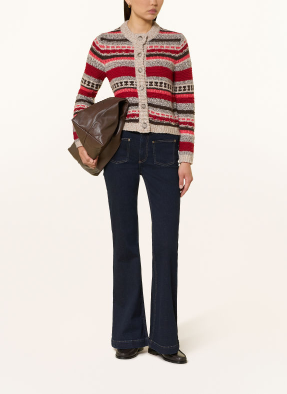 CINQUE CICHANA Cardigan DARK RED / DARK BROWN / TAUPE