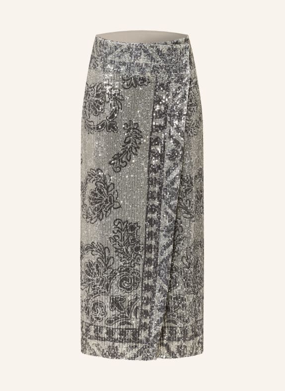 ba&sh Wickelrock SILVIA mit Pailletten SCHWARZ / SILBER