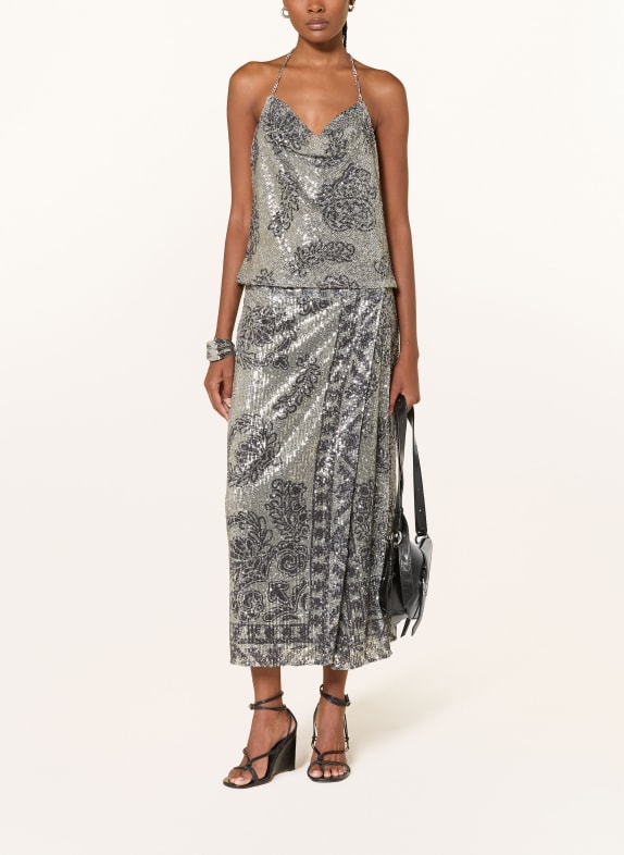 ba&sh Wrap-kjol SILVIA med paljetter SVART / SILVER