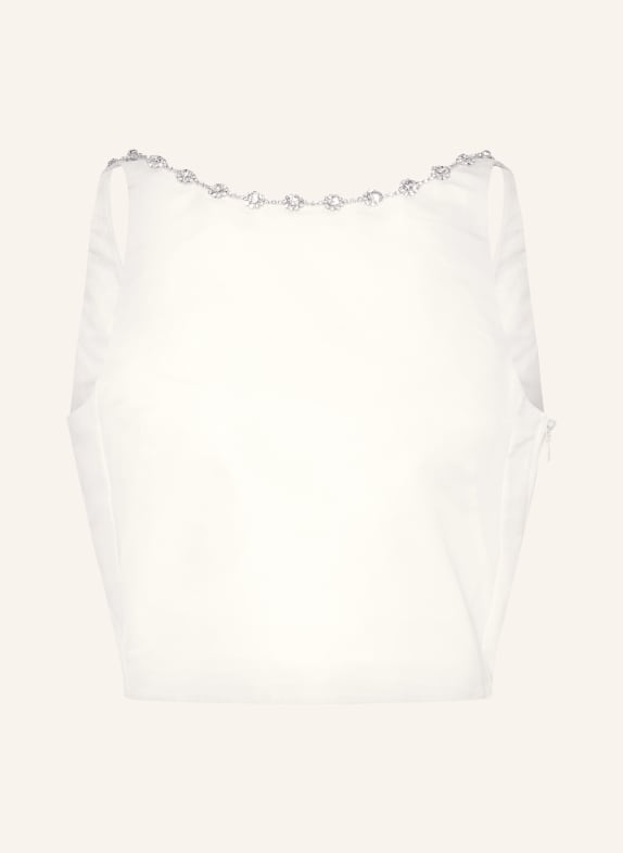maje Cropped-Top aus Satin mit Schmucksteinen WEISS / SILBER