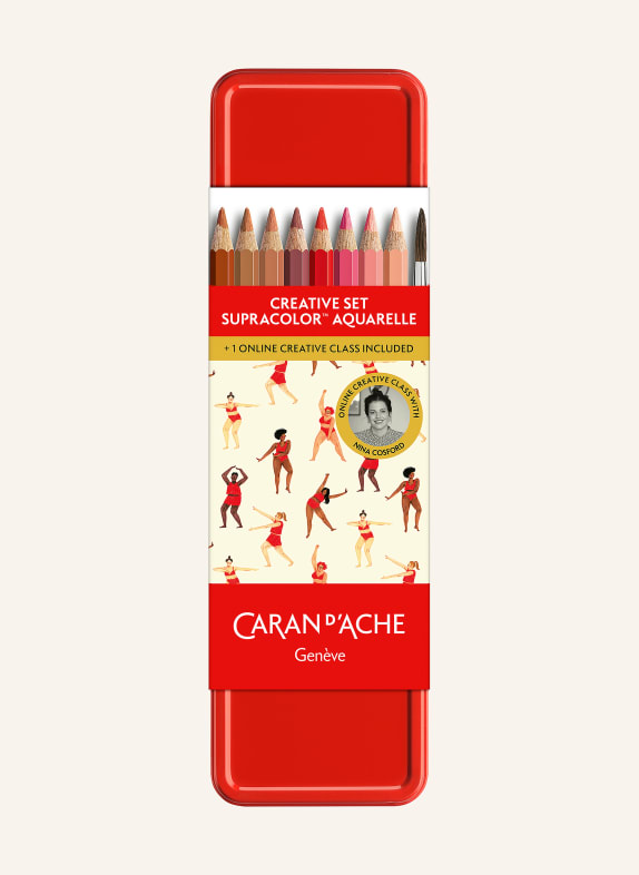 CARAN d'ACHE 12tlg.-Set Aquarellstifte SUPRACOLOR ROT / HELLBRAUN / DUNKELBRAUN