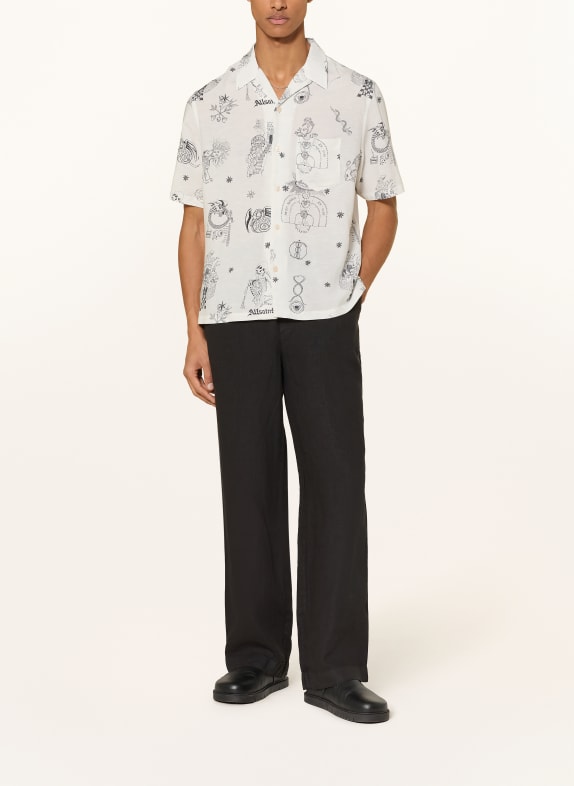 ALLSAINTS SHARP Straight Fit Linen Pants BLACK